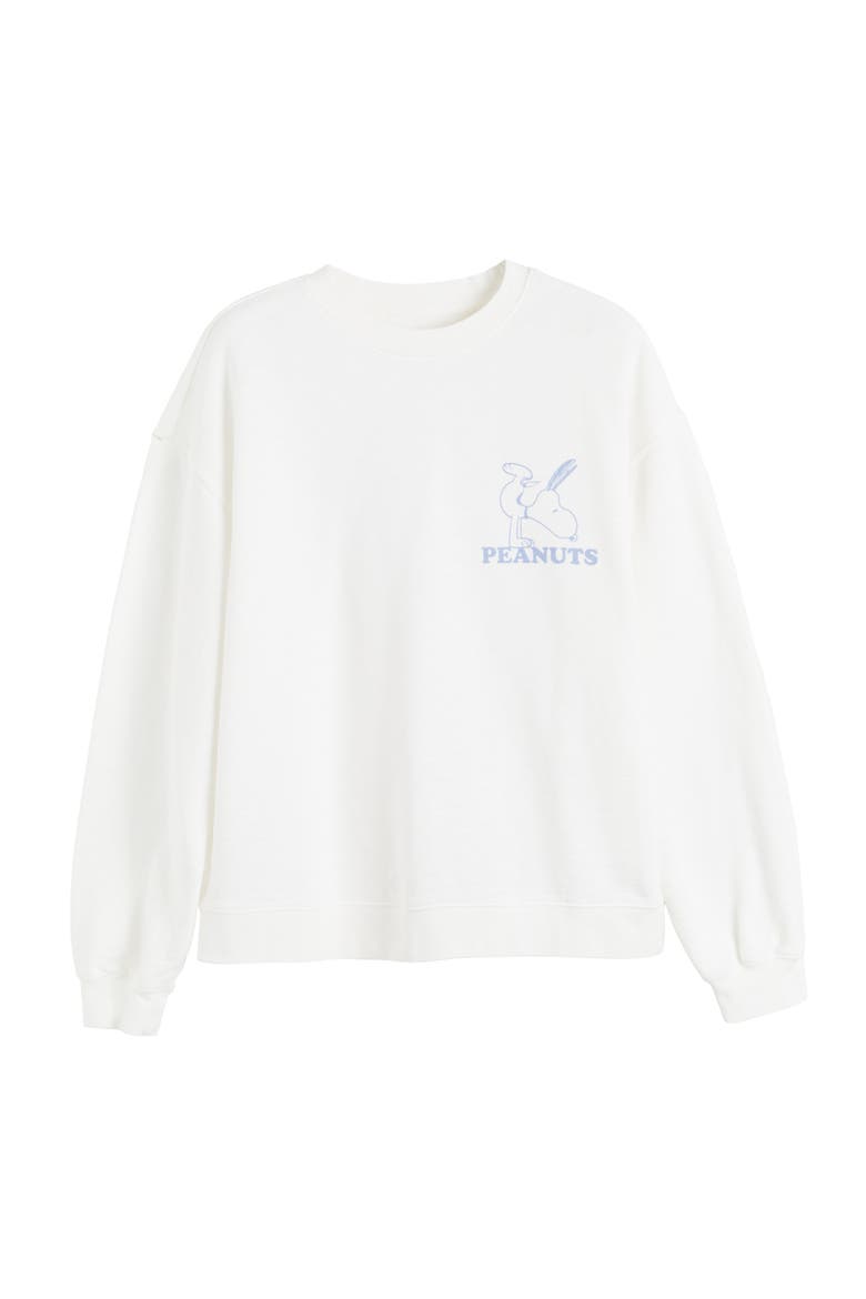 Peanuts Athletics Graphic Cotton Sweatshirt, Alternate, color, Cream