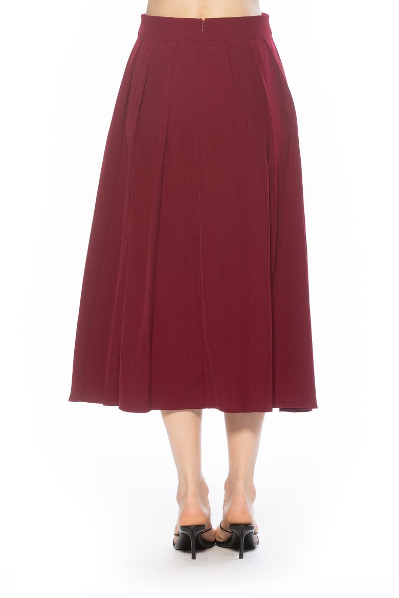 Oren Pleated Midi Skirt, Alternate, color, BURGUNDY