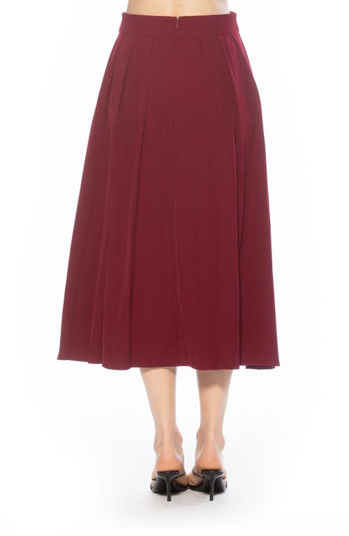 Alexia Admor Oren Pleated Midi Skirt In Burgundy