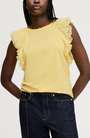 Sam Edelman Pleated Ruffle Sleeve Top