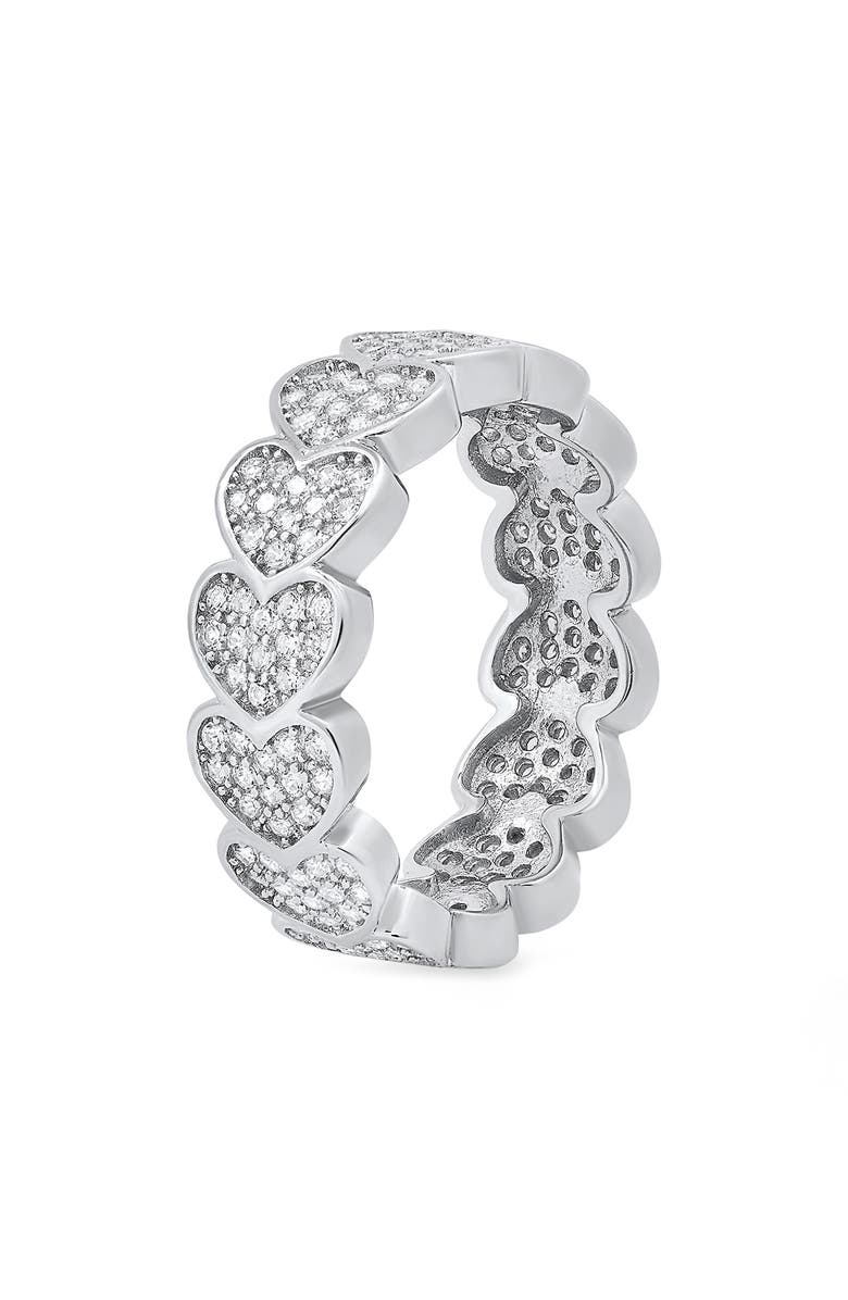 Queen Jewels Sterling Silver Eternal Heart Cubic Zirconia Ring, Alternate, color, Silver