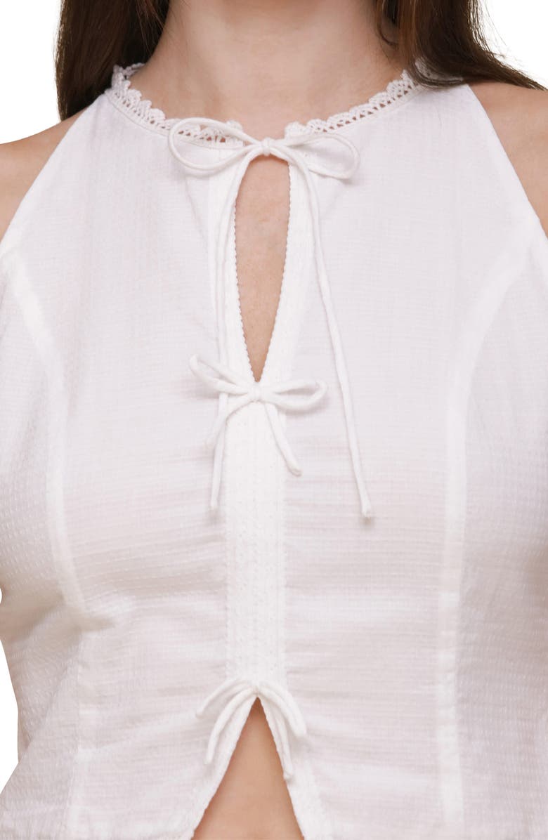 Avec Les Filles Lace Trim Cotton Top, Alternate, color, White