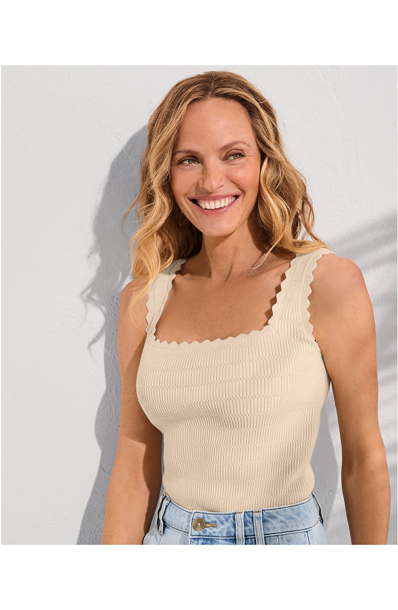 Lands' End High Retention Square Neck Tank Sweater, Alternate, color, Oatmeal