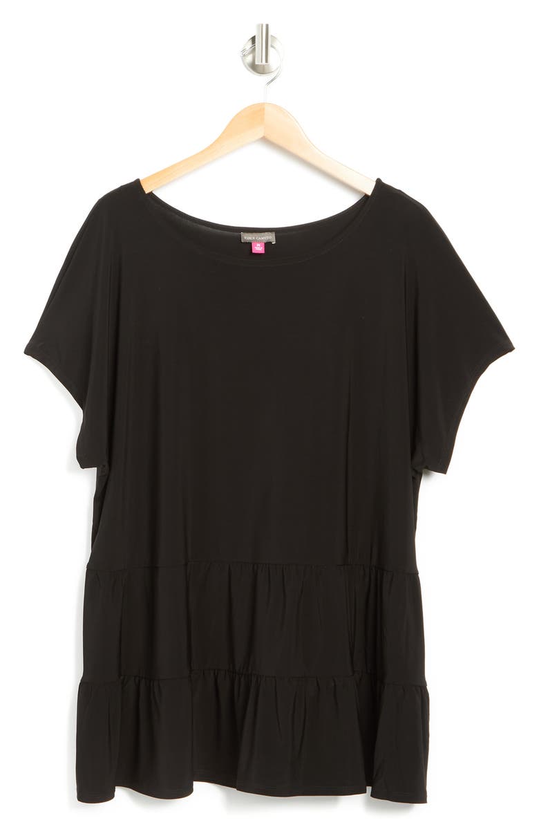 Vince Camuto Three Tier Knit Top, Alternate, color, Rich Black