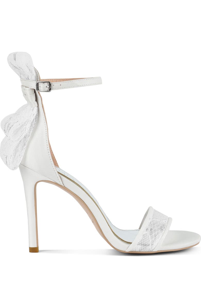 LONDON RAG Delancy Lace Bow Satin Stiletto Sandal, Alternate, color, White