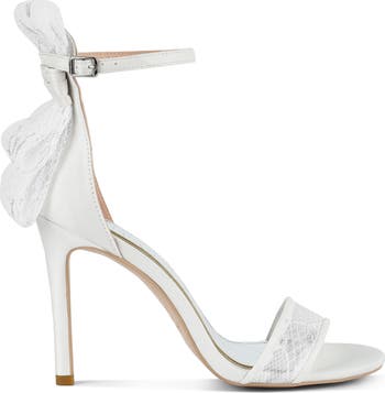 Delancy Lace Bow Satin Stiletto Sandal