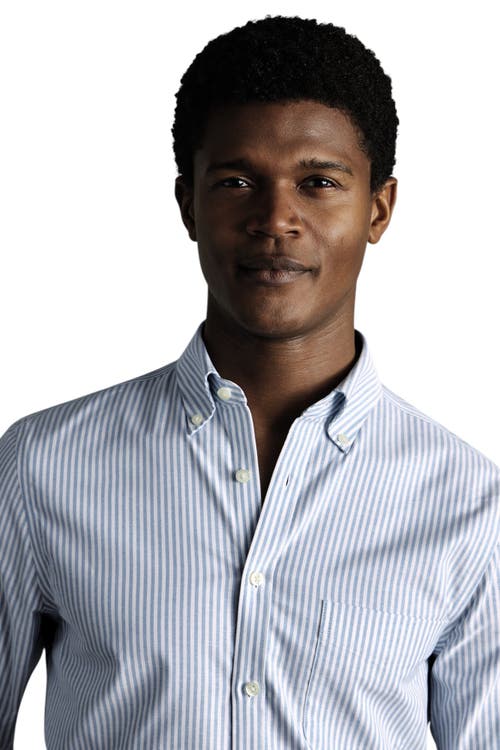 Charles Tyrwhitt Non-iron Stretch Oxford Shirt In Blue