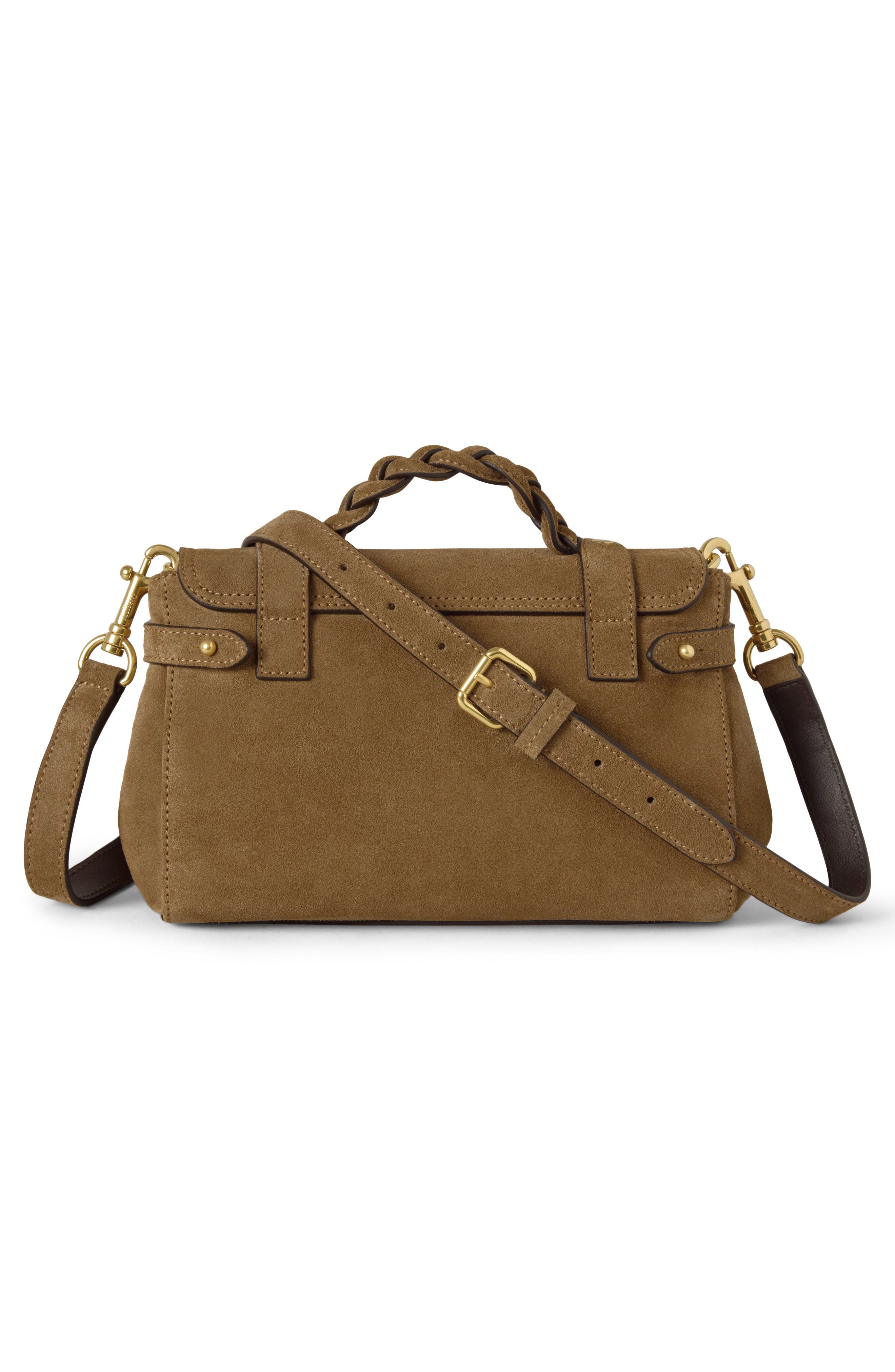 Mulberry Mini Alexa Suede Satchel, Alternate, color, Salcombe Sand