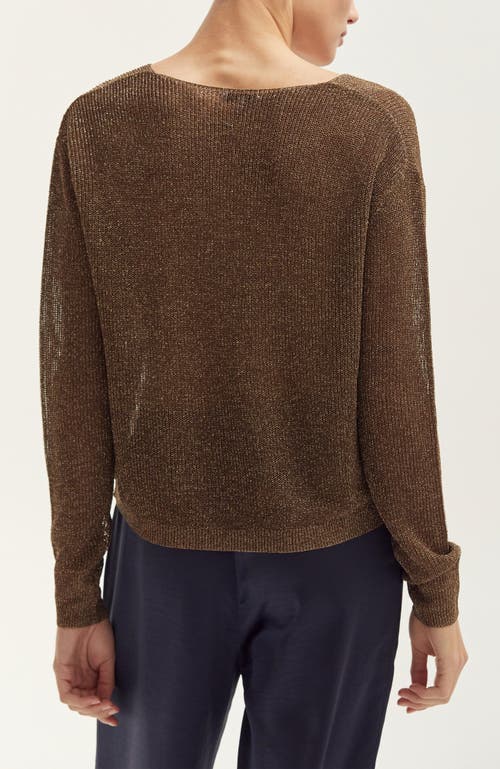 Crescent Lurex Sweater Top In Brown