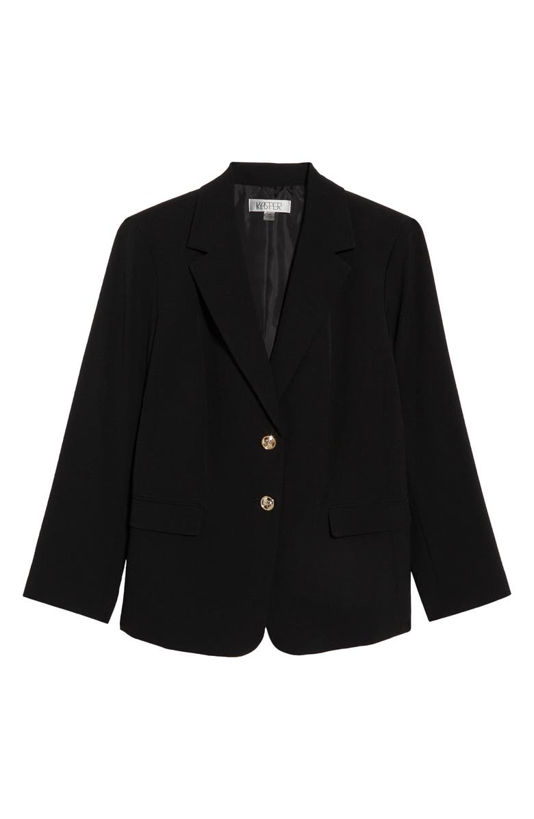 KASPER Stretch Crepe Two-Button Blazer, Alternate, color, Black