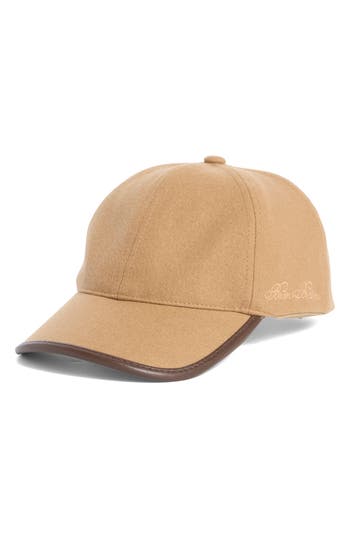 Brooks Brothers Wool & Leather Adjustable Baseball Cap In Brown