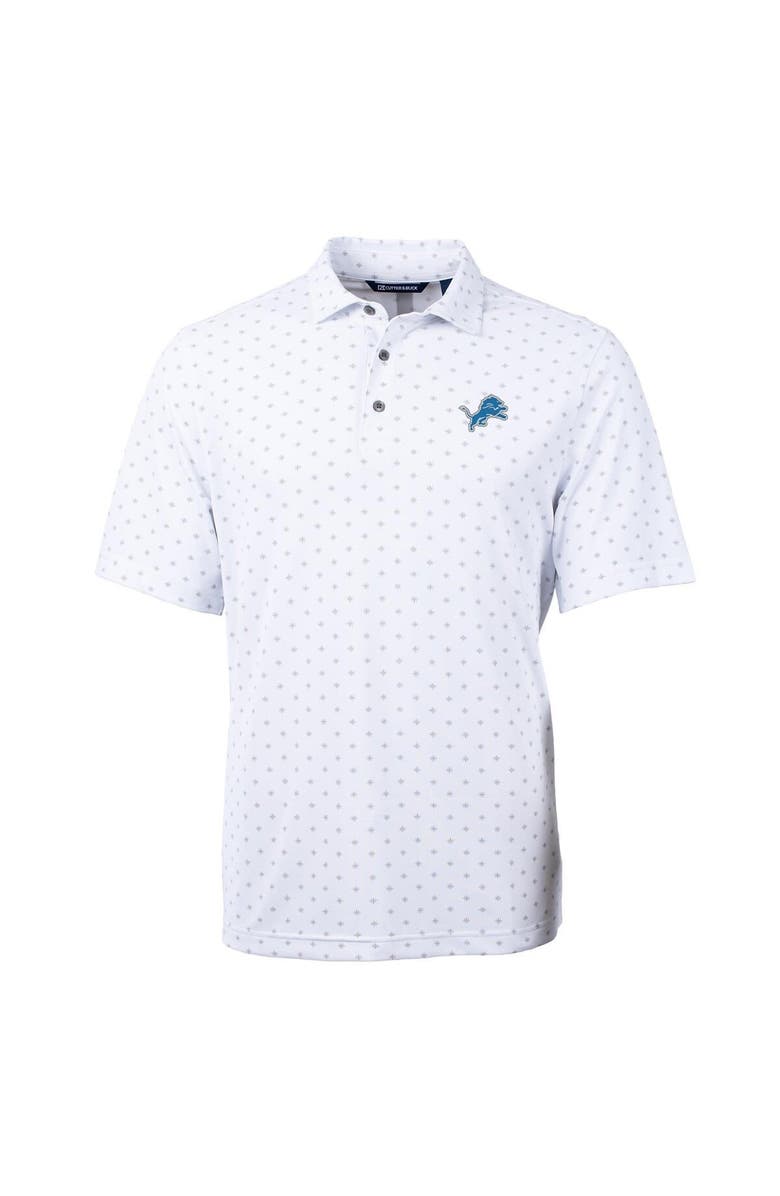 Cutter & Buck Men's Cutter & Buck White Detroit Lions Virtue Eco Pique Tile Print Polo, Main, color, White