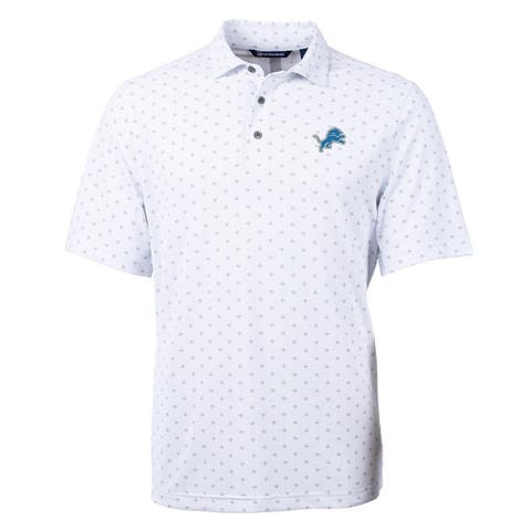 Men's Cutter & Buck White Detroit Lions Virtue Eco Pique Tile Print Polo