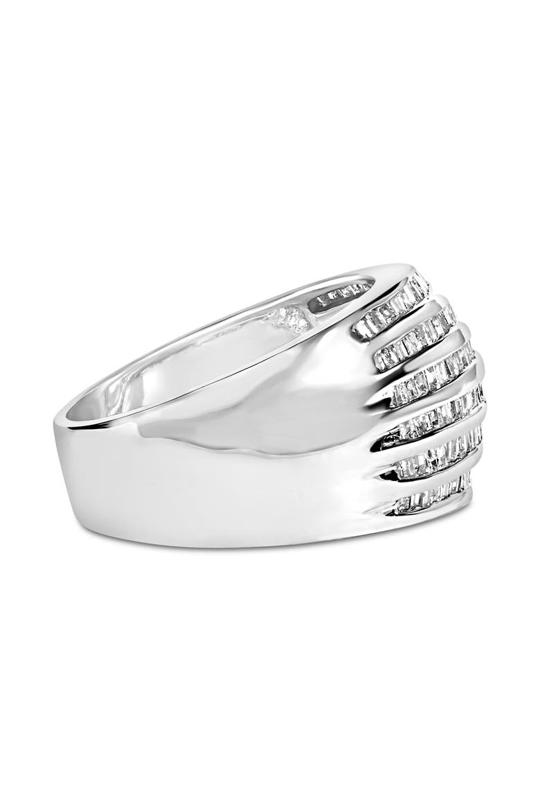 Silver 1.0 Cttw Channel Set Baguette Diamond 6-Row Domed Cocktail Ring, Alternate, color, White