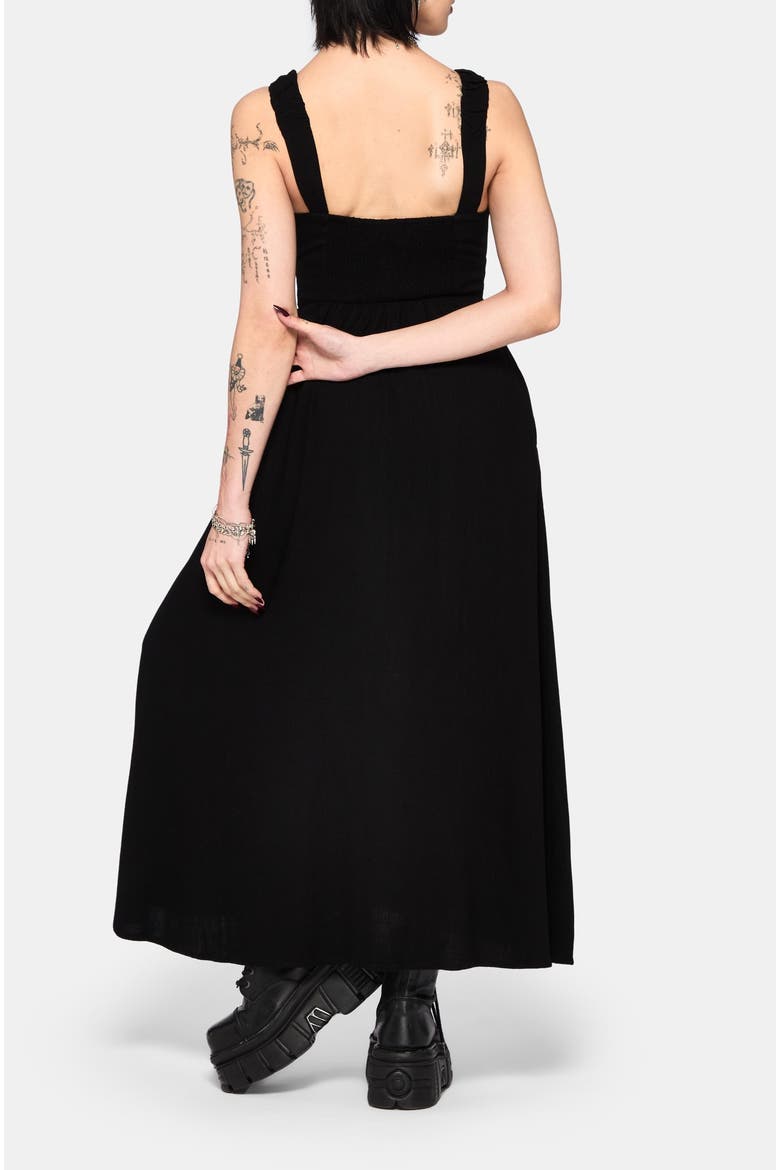 Miseria Shirred Button Up Maxi Dress, Alternate, color, Black