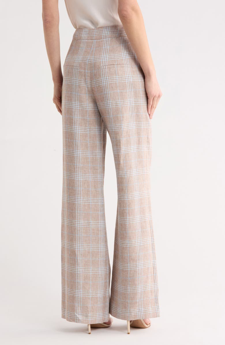 Veronica Beard Tonelli Plaid Linen Pants, Alternate, color, Khaki Multi