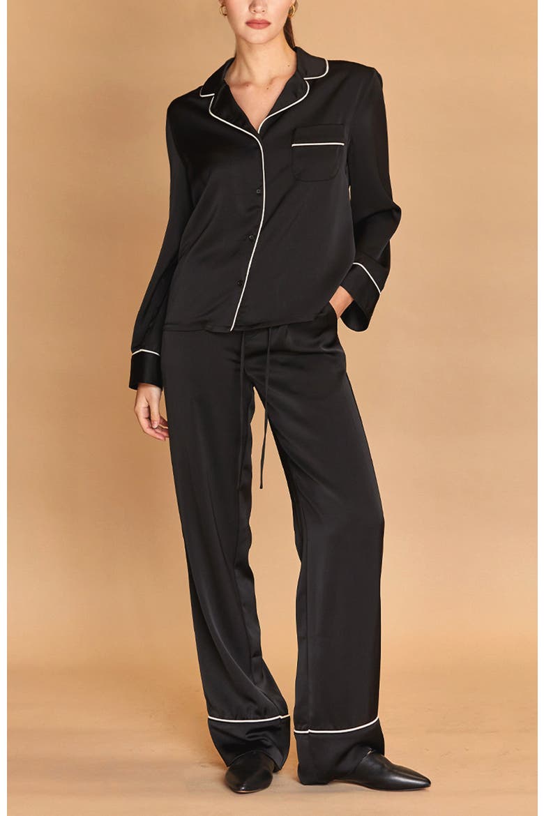 Pajama-Style Shirt, Alternate, color, Black