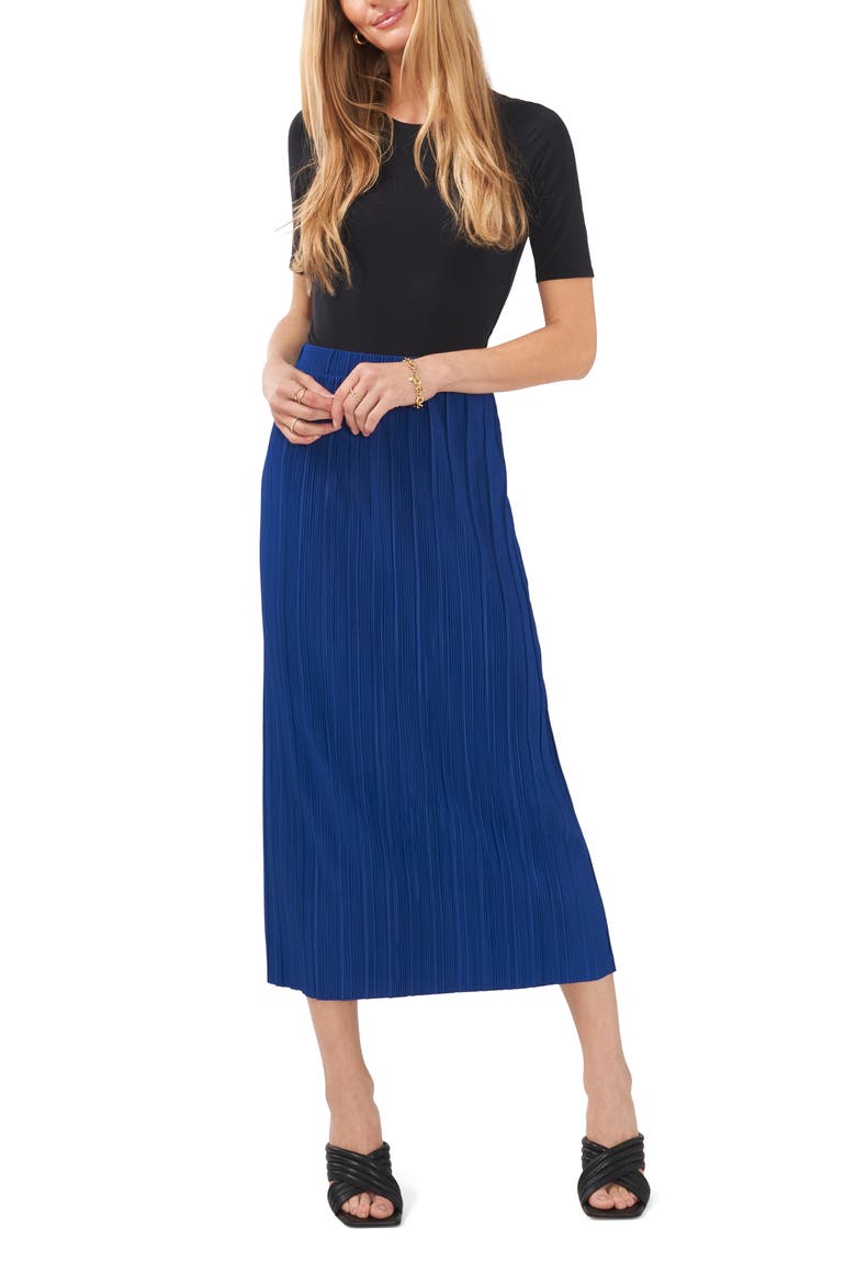 Pleated Pull-On Midi Skirt, Alternate, color, TWIGHLIGHT BLUE
