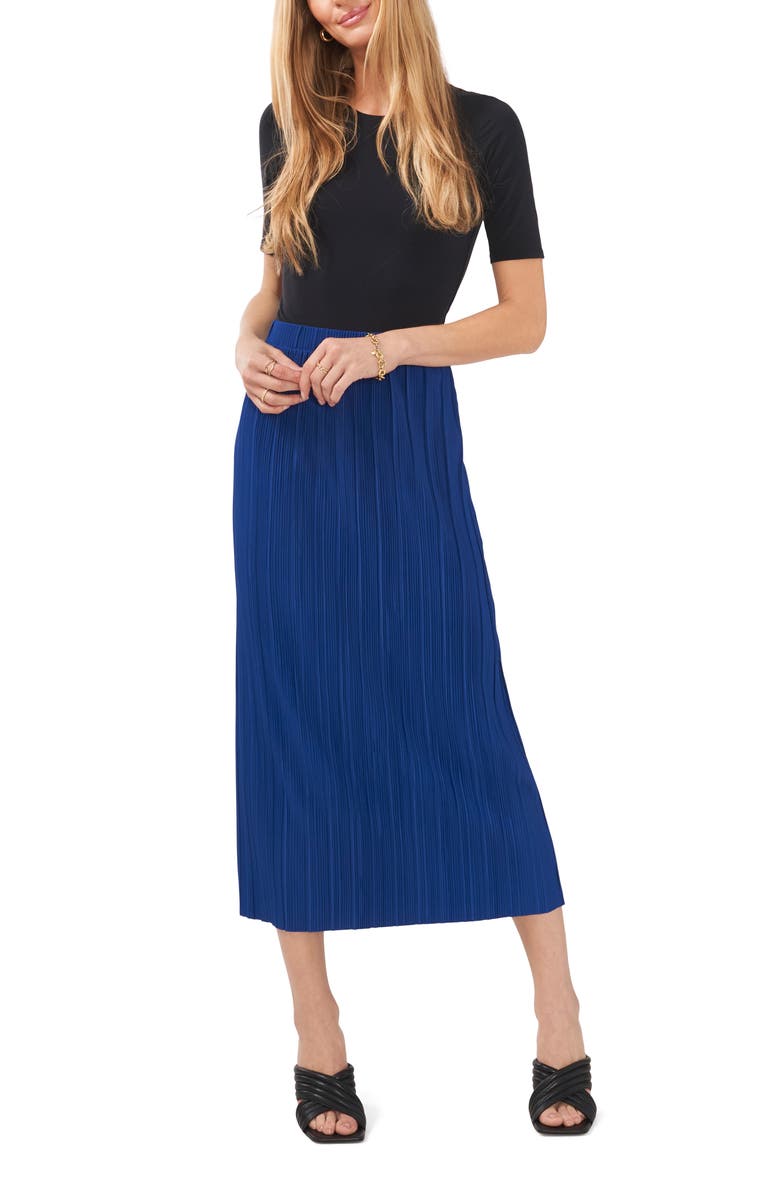 Vince Camuto Pleated Pull-On Midi Skirt, Alternate, color, 