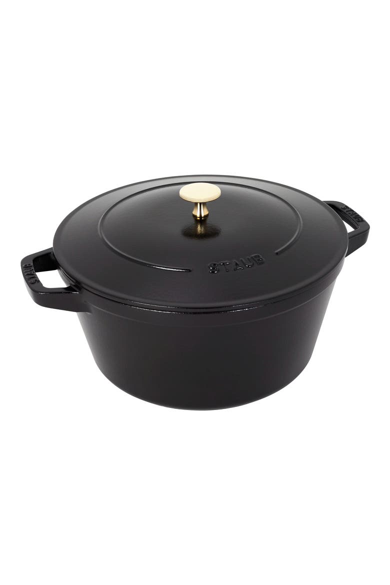 4-Piece Stackable Enameled Cast Iron Cookware Set, Alternate, color, BLACK