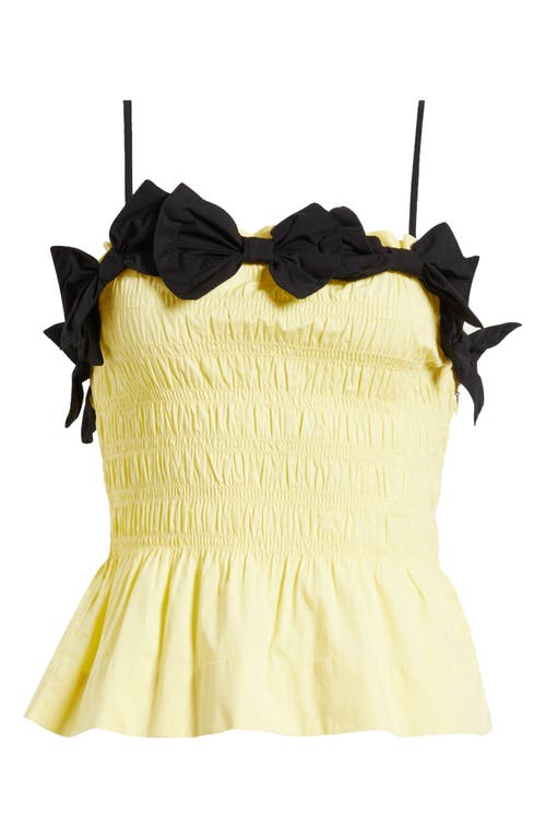 Damson Madder Bea Bow Accent Cotton Peplum Camisole In Yellow