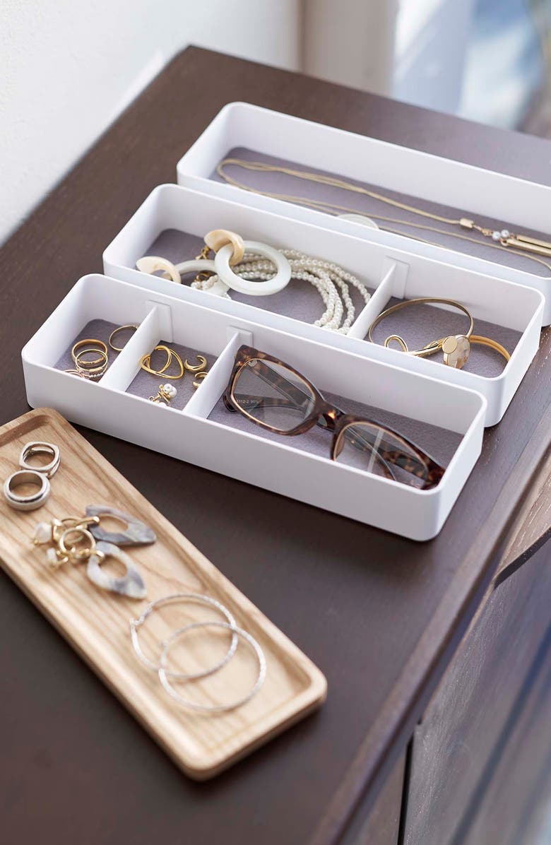 Yamazaki 3-Tier Accessory/Watch Box, Alternate, color, White