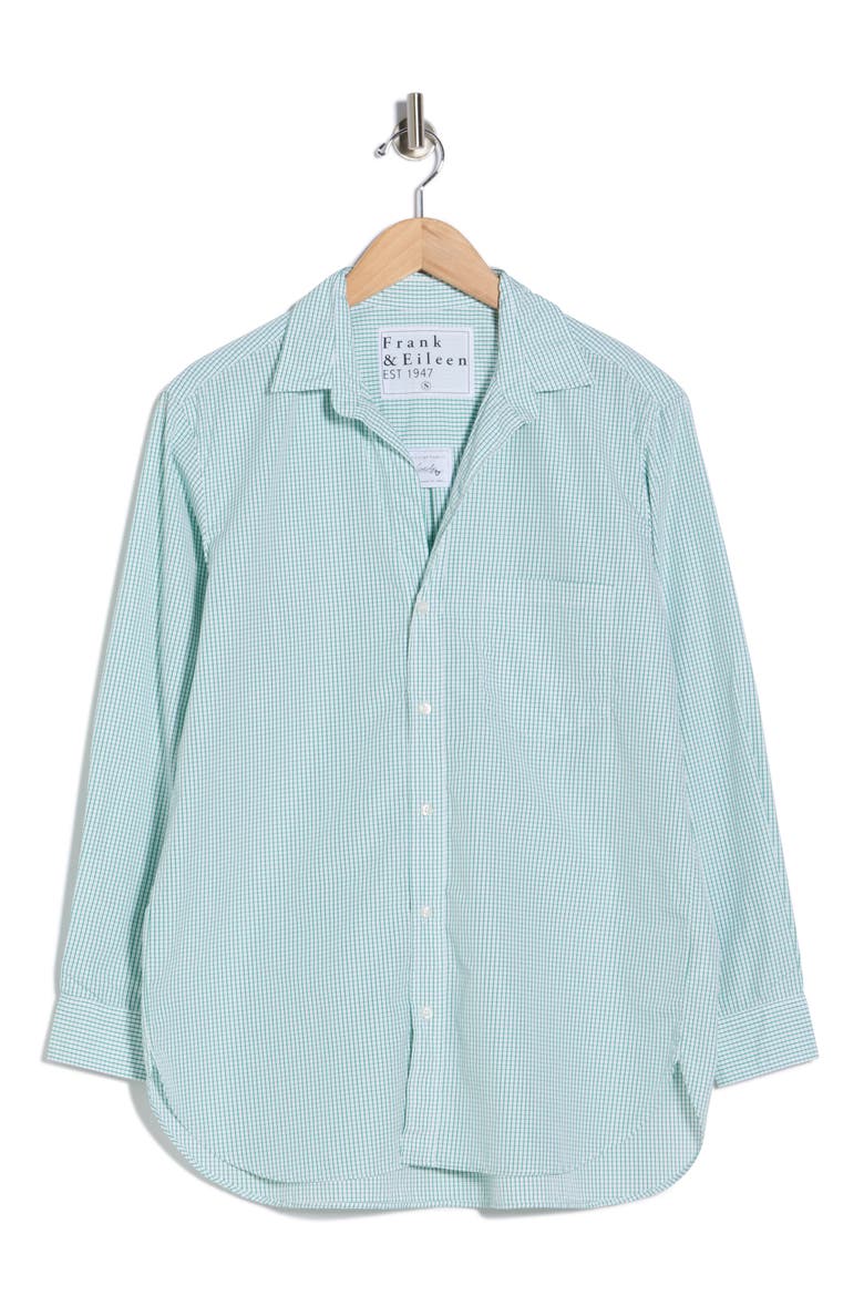 Relaxed Fit Cotton Button-Up Shirt, Alternate, color, WHITE GREEN CHECK