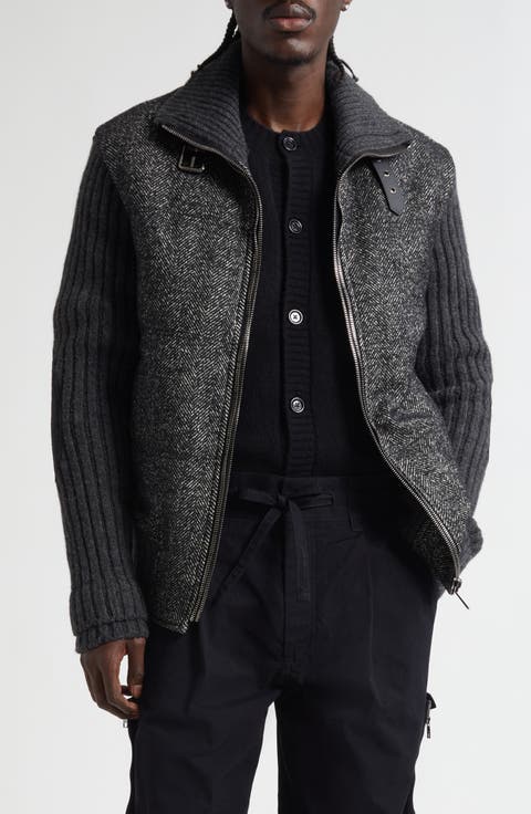 Herringbone Mixed Media Jacket