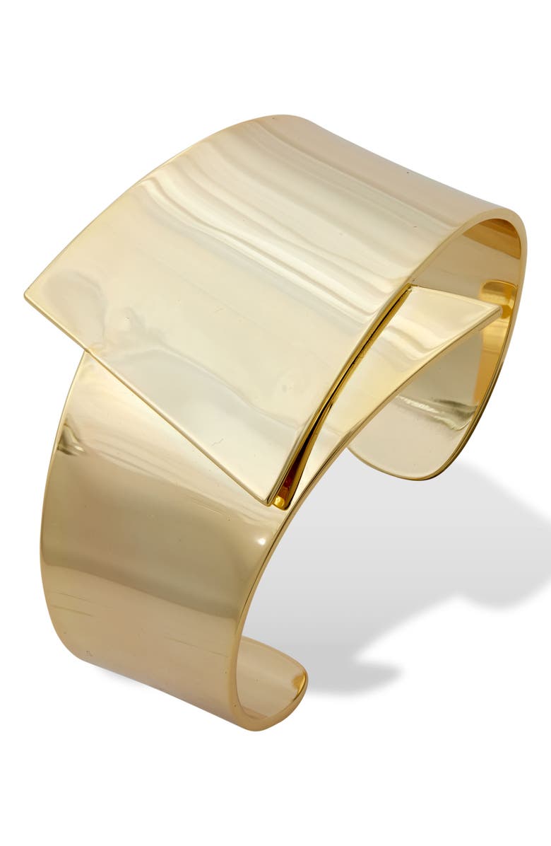 SAVVY CIE JEWELS Wide Flare Bangle Bracelet, Main, color, Yellow