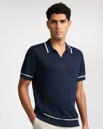 Onia Linen Johnny Collar Polo Sweater