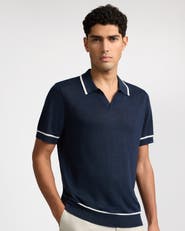 Onia Linen Johnny Collar Polo Sweater
