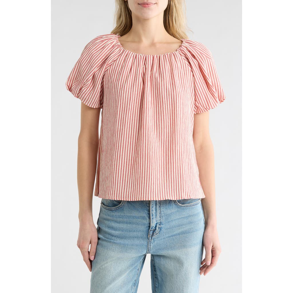 Chenault Stripe Puff Sleeve Seersucker Top In Multi