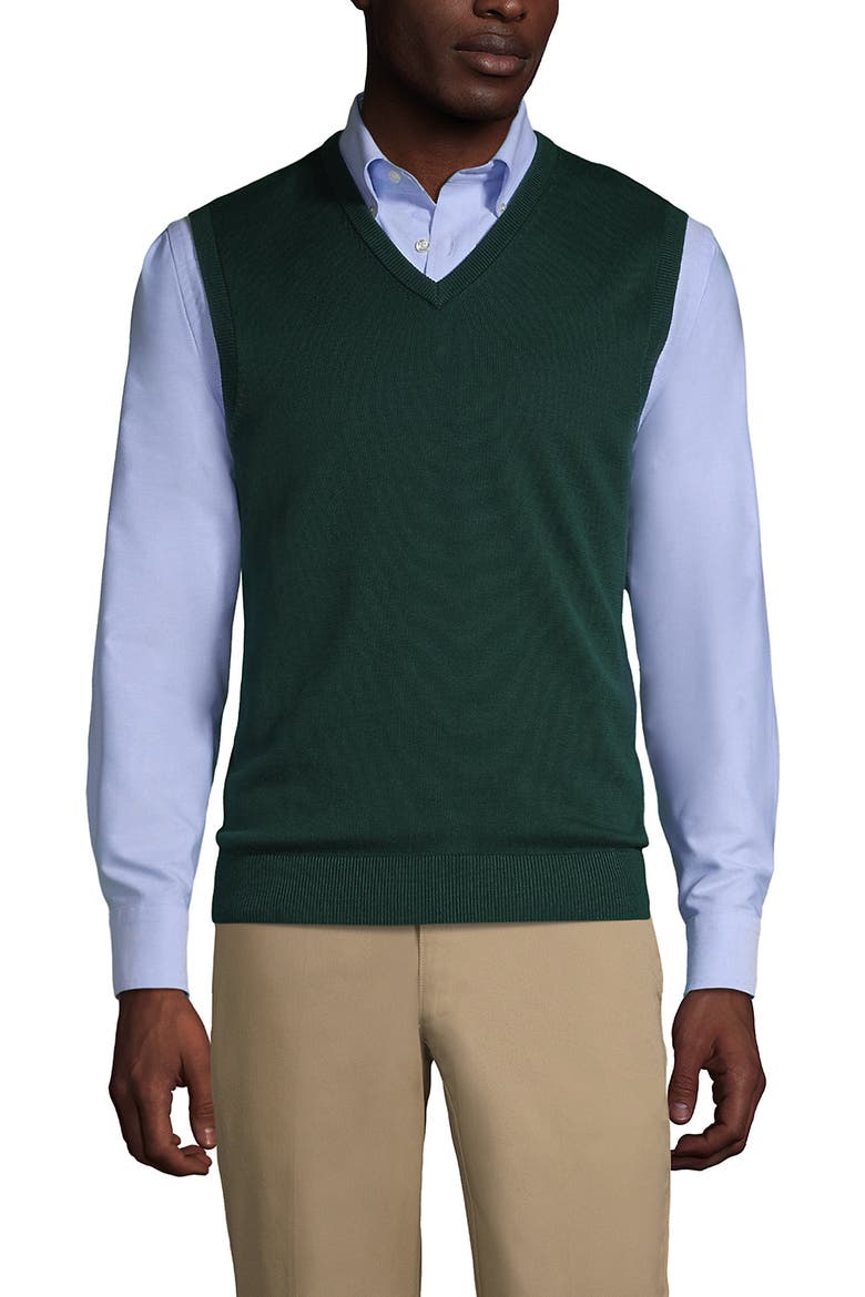 School Uniform  Cotton Modal Fine Gauge Sweater Vest, Main, color, Evergreen