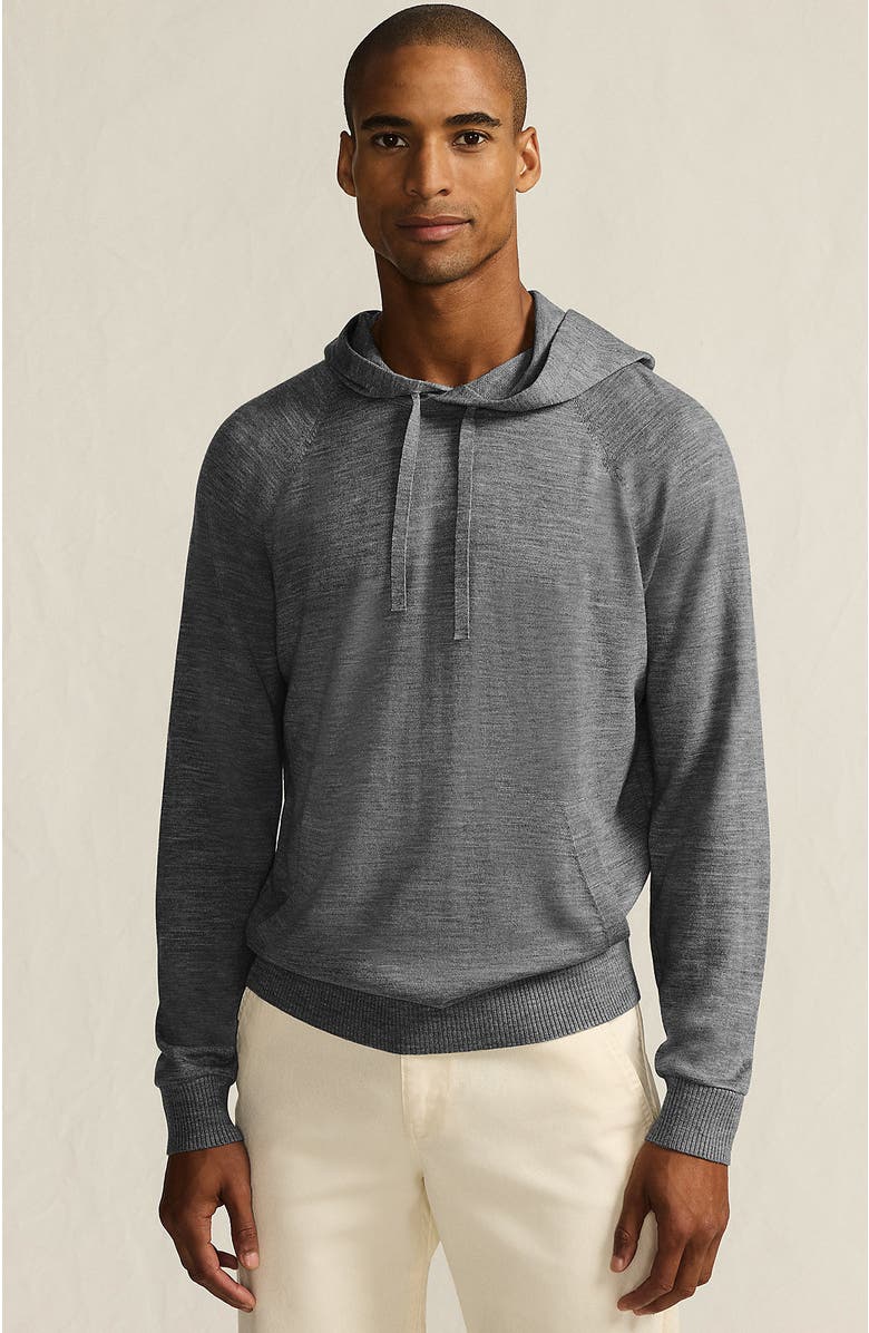 Lands' End Long Sleeve Washable Merino Pullover Hoodie, Main, color, Pewter Heather