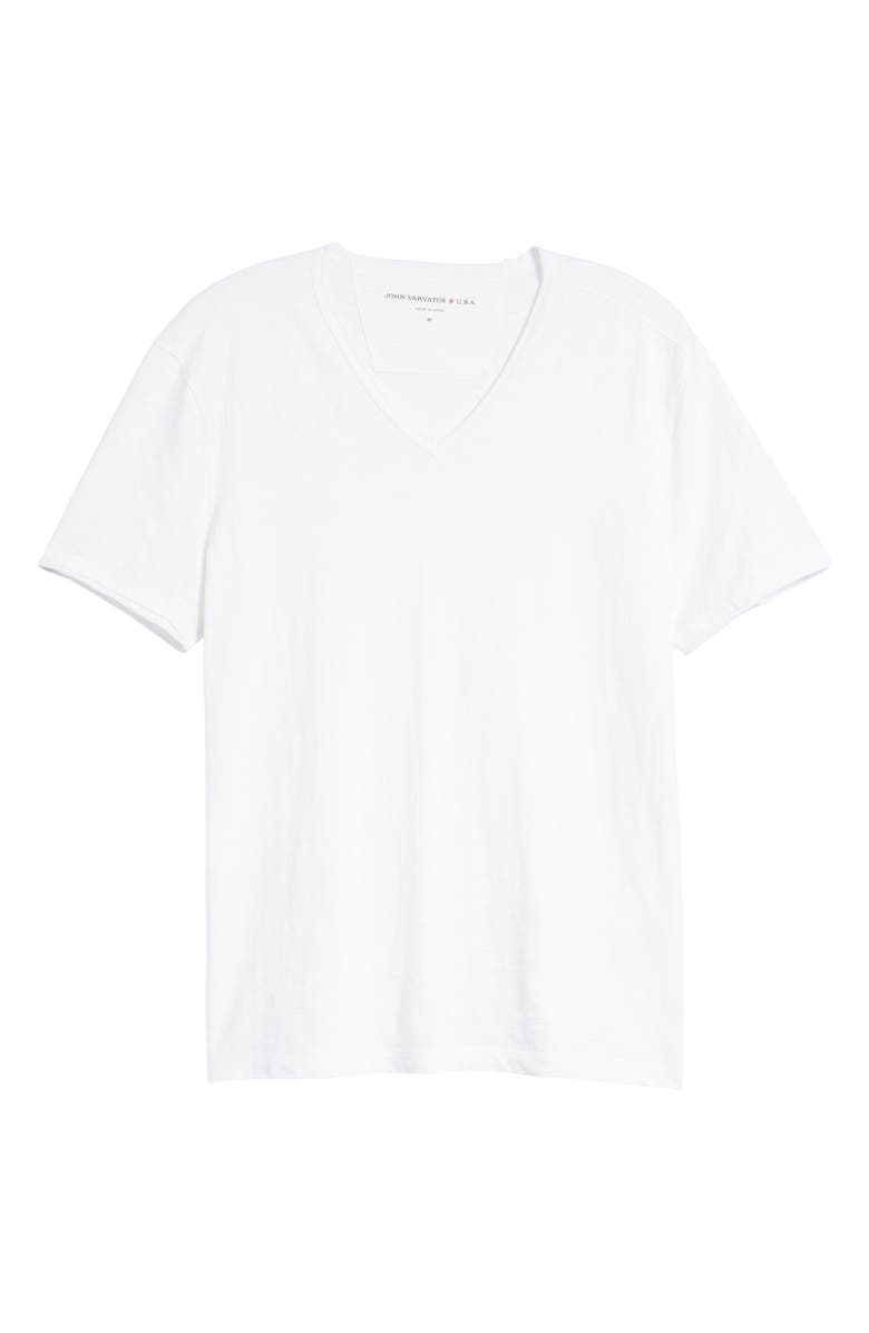 John Varvatos Slim Fit Slub Jersey V-Neck T-Shirt, Alternate, color, Salt