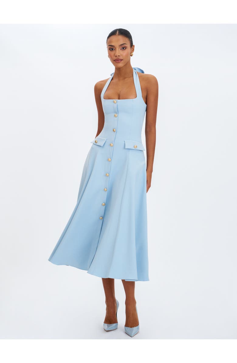 Miss Circle Gillian Halter A-Line Midi Dress, Alternate, color, Mist Blue