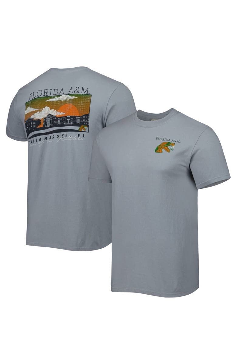 IMAGE ONE Men's Gray Florida A&M Rattlers Campus Scenery Comfort Color T-Shirt, Alternate, color,