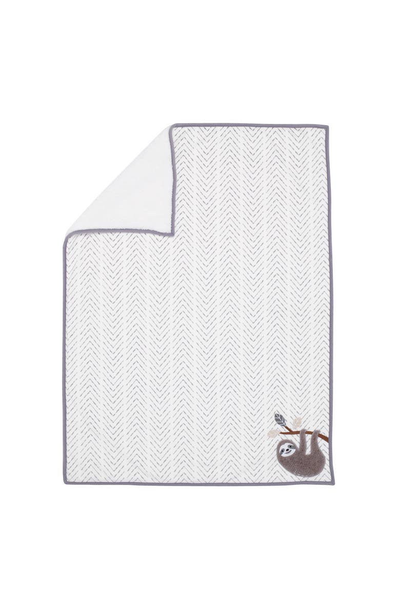 Lambs & Ivy Baby Jungle Faux Shearling Sloth Baby Blanket, Alternate, color, White/ Grey