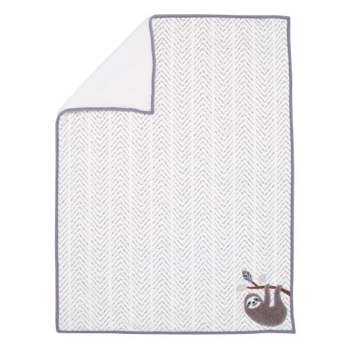 Lambs & Ivy Baby Jungle Faux Shearling Sloth Baby Blanket In Gray
