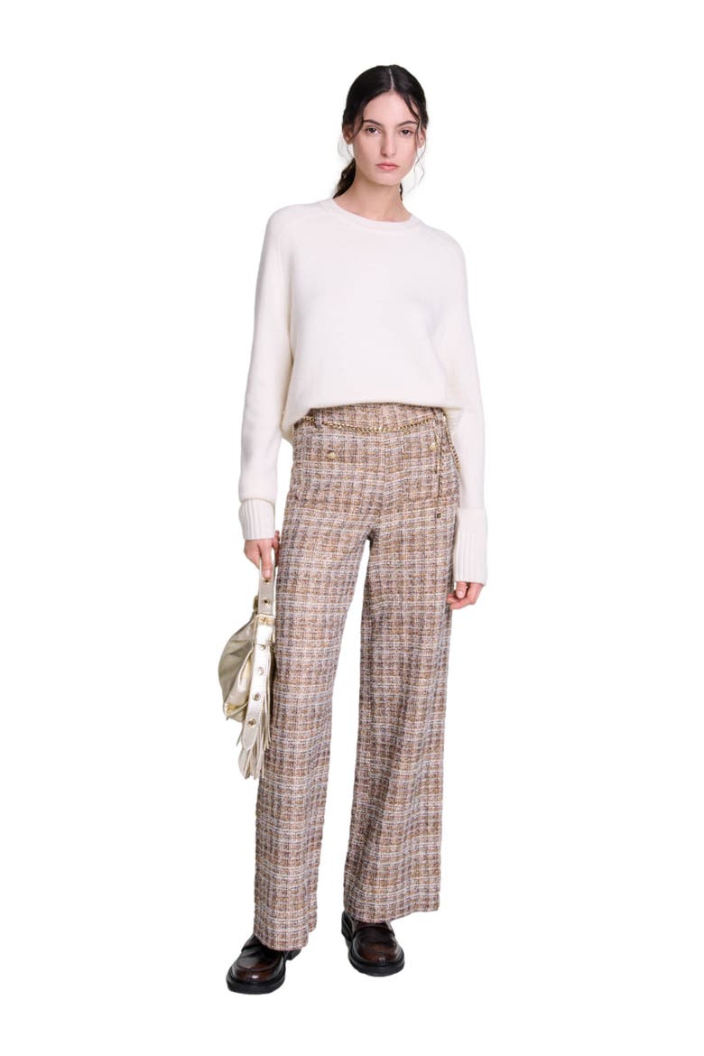Tweed trousers, Main, color, Brown