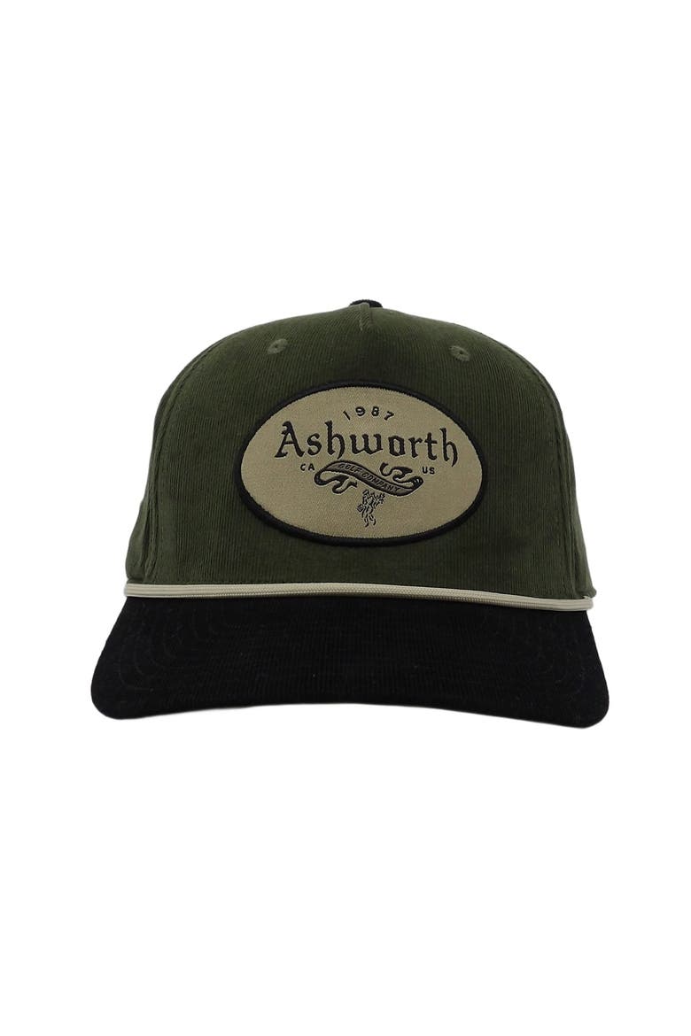 Micro Cord Vintage Woven Patch Cap, Main, color, Olive/Black