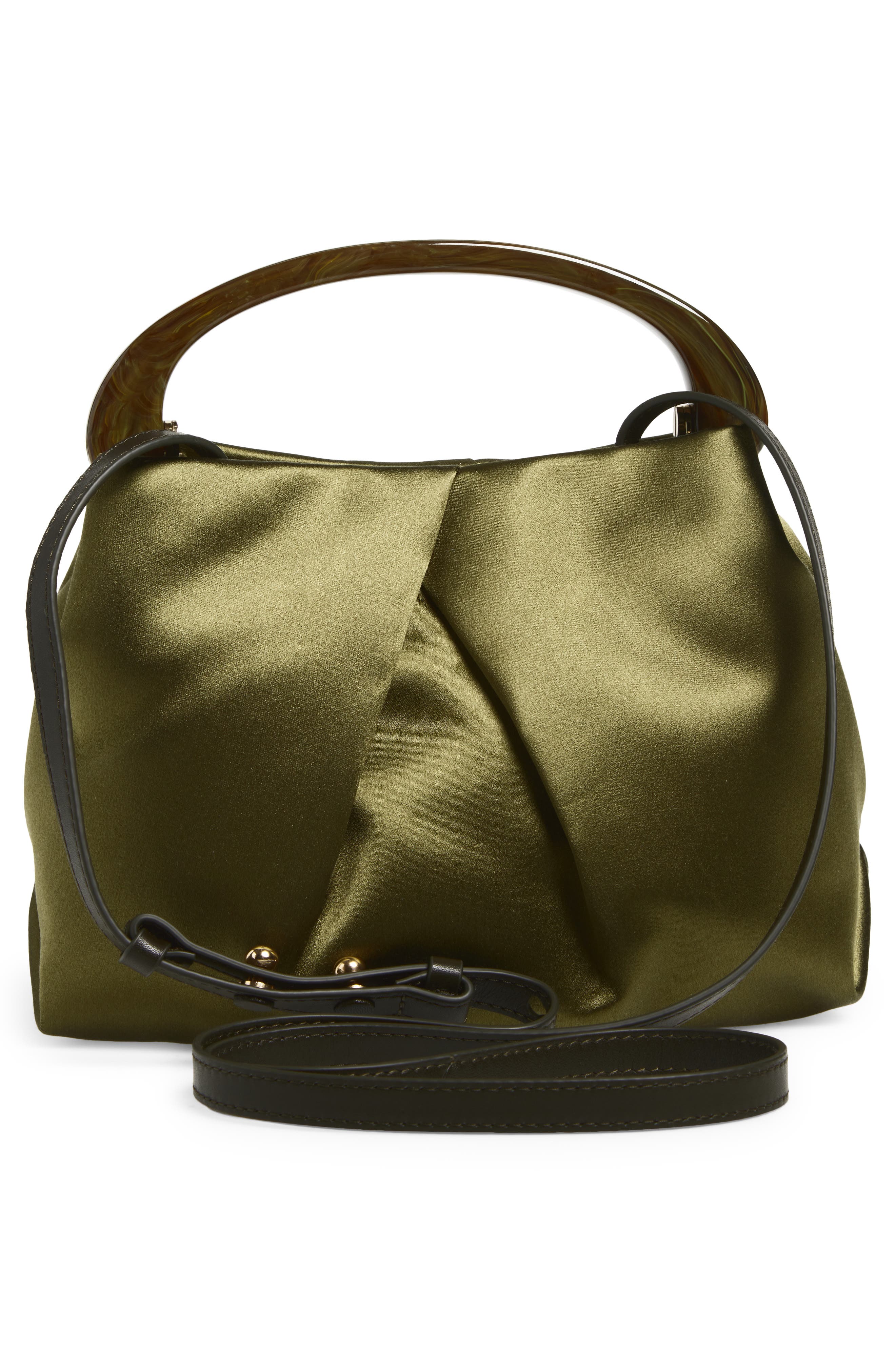 Dries Van Noten Pleated Satin Top Handle Bag, Alternate, color, 