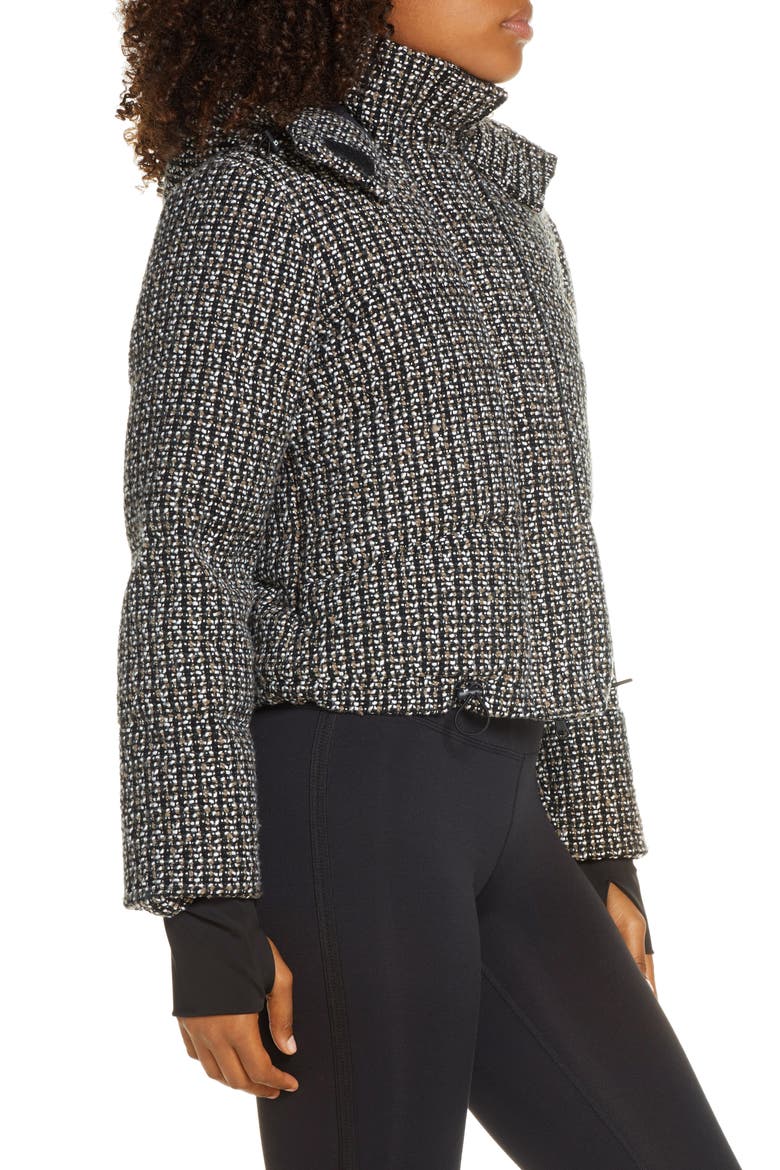 Crop Bouclé Puffer Jacket, Alternate, color, BLACK/ WHITE