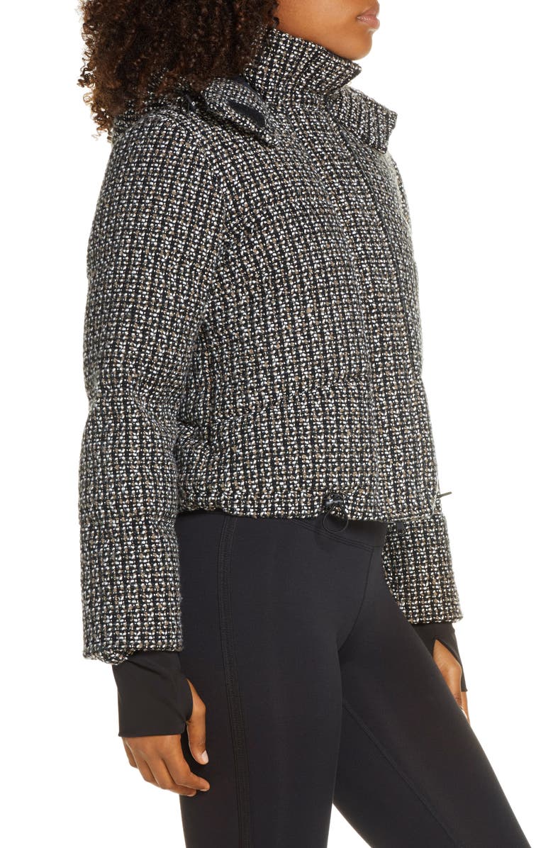 Blanc Noir Crop Bouclé Puffer Jacket, Alternate, color, 