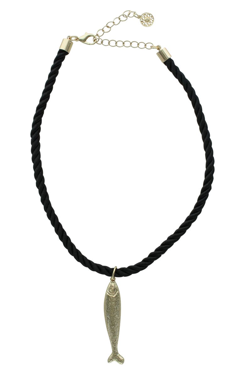 OLIVIA WELLES Gone Fishing Pendant Necklace, Alternate, color, Gold / Black