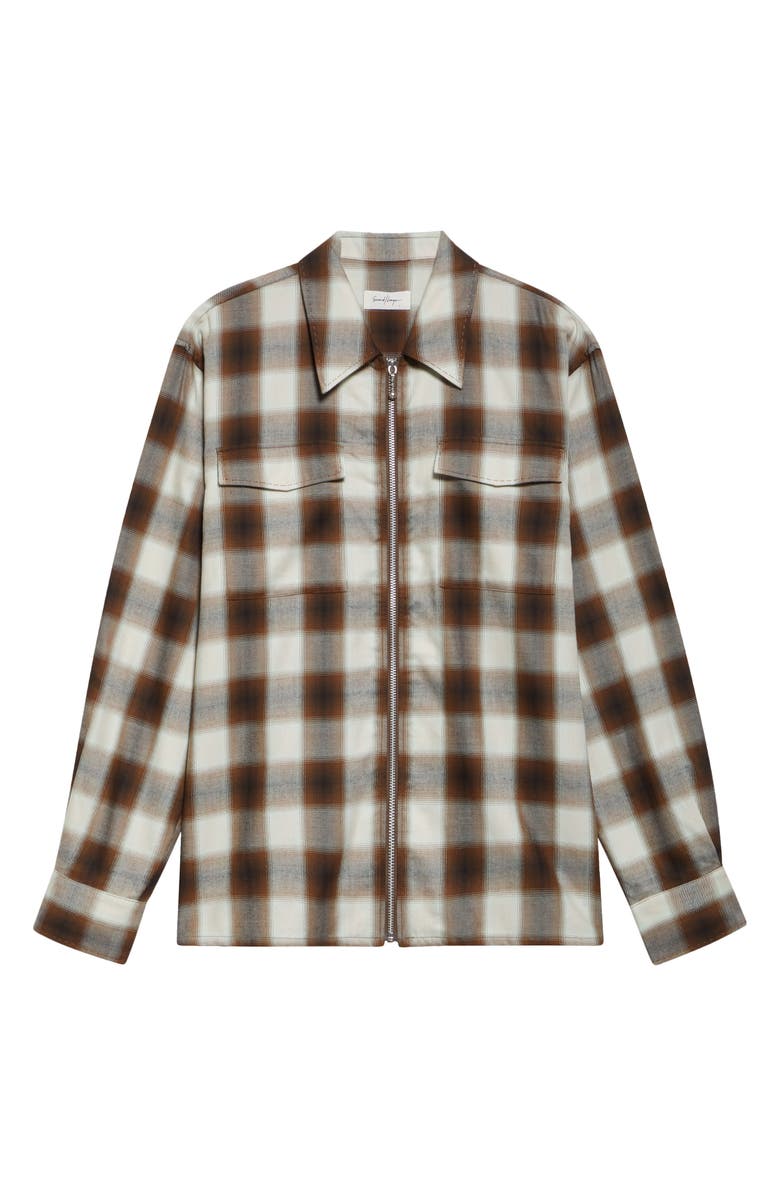 Second Layer Check Relaxed Fit Zip-Up Shirt, Alternate, color, Brown 0036