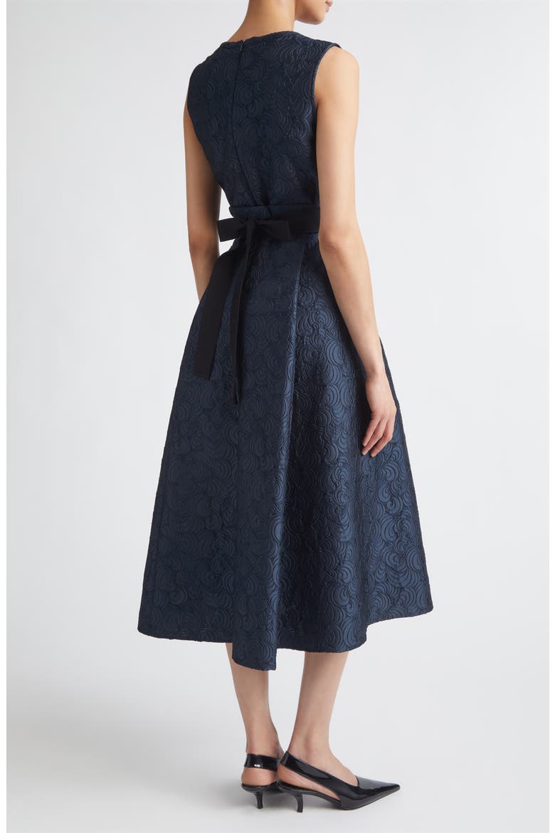 Jacquard Belted Midi Dress, Alternate, color, MIDNIGHT BLUE