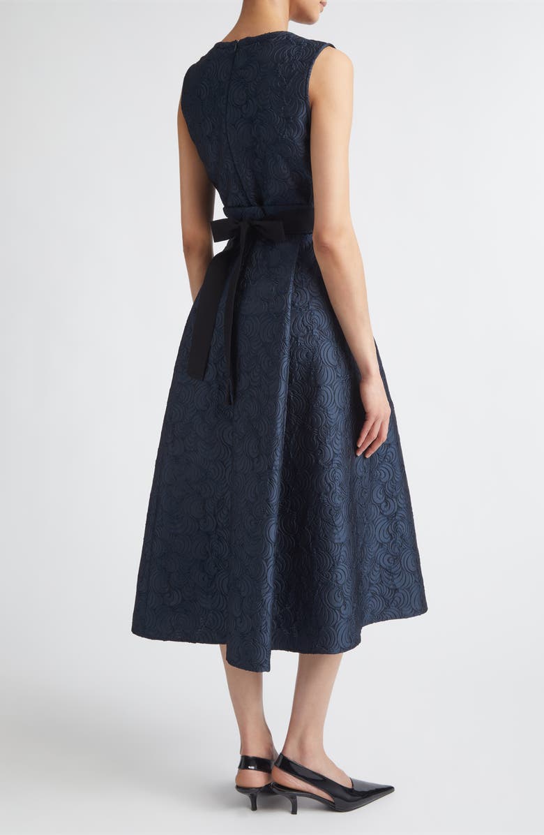 Max Mara Jacquard Belted Midi Dress, Alternate, color, Midnight Blue