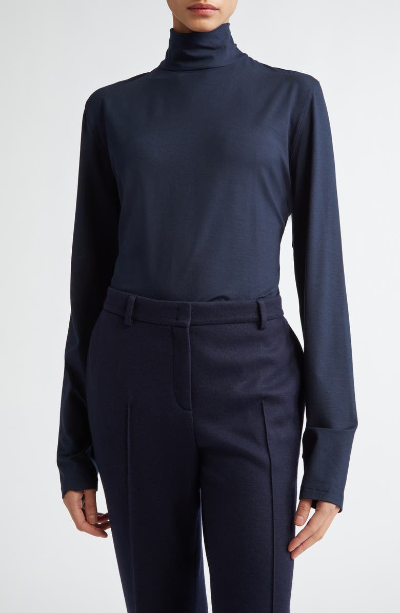 Akris punto Fitted Mock Neck Stretch Modal Knit Top, Main, color,