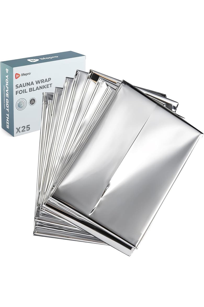 Sauna Wrap Foil Blanket 10x, 25x, 50x Disposable Thermal Wrap for Infrared Sauna, Main, color, Metallic/25 Pcs